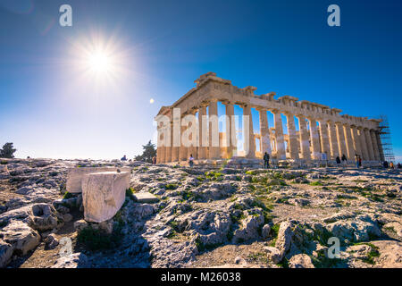 Tempio Partenone dell'Acropoli di Atene, Grecia Foto Stock