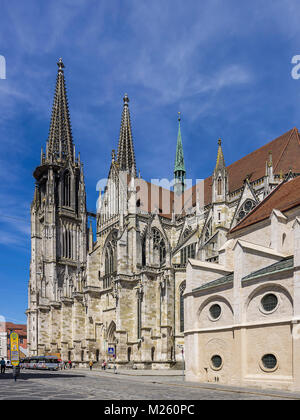Cattedrale di San Pietro a Regensburg, Baviera, Germania. Foto Stock