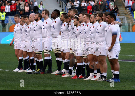 Roma, Italia. 04 feb 2018. 4. febbraio 2018, Stadio Olimpico, Roma, Italia; NatWest Sei Nazioni di Rugby, Italia contro l'Inghilterra; l'Inghilterra del team Photo credit: Giampiero Sposito/Pacific Premere Credito: Giampiero Sposito/Pacific Press/Alamy Live News Foto Stock