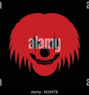 Red Clowny disordinati capelli testa cranio simbolo Logo Vector Graphic Design Illustrazione Vettoriale