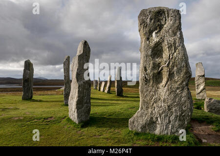 Pietre permanente a Callanish, isola di Lewis, Western Isles. Foto Stock