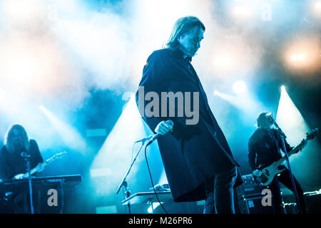 Il danese alternative rock band Mew esegue un concerto dal vivo al Northside Festival 2014. Qui la banda della cantante Jonas Bjerre è raffigurato dal vivo sul palco. Danimarca 14/06 2014. Foto Stock