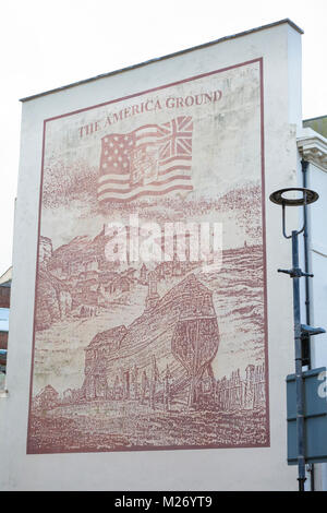Raffigurazione su una parete dell'America massa, Hastings, east sussex, Regno Unito Foto Stock