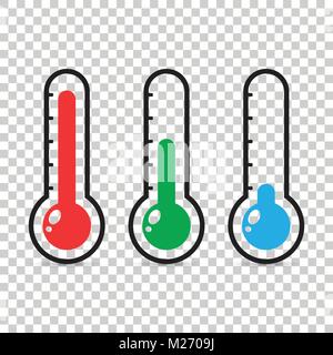 Icona di termometri con diversi livelli. Appartamento illustrazione vettoriale su sfondo isolato. Illustrazione Vettoriale