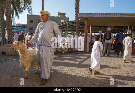 Nizwa, Oman, febbraio 2nd, 2018: di scena tradizionale asta di capra Foto Stock