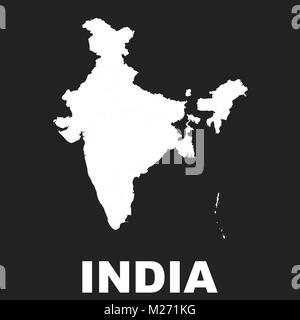India icona della mappa. Appartamento illustrazione vettoriale. India simbolo segno con su sfondo nero. Illustrazione Vettoriale
