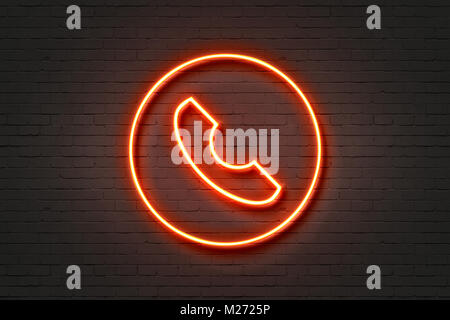 Luce al neon icona telefono Foto Stock