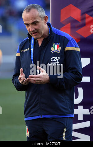 Conor O'Shea Coach Italia Roma 04/02/2018, Stadio Olimpico NatWest 6 Nazioni del Campionato trofeo Sei Nazioni Italia - Inghilterra - Italia - Inghilterra Foto Stock