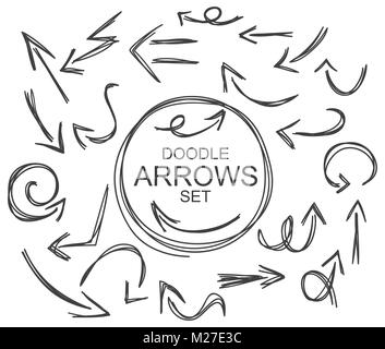 Raccolta di altro vettore doodle frecce disegnate a mano stile. Può essere usato per il web design. EPS8 Foto Stock