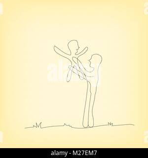 Design rivestito di padre giorno in stile minimal. Padre era figlio di trasporto su sfondo giallo. Illustrazione Vettoriale eps10. Illustrazione Vettoriale