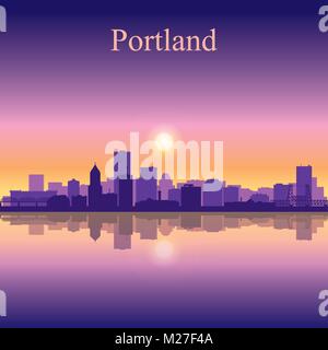 Portland skyline della città sullo sfondo di silhouette, illustrazione vettoriale Illustrazione Vettoriale