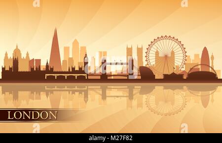 London city skyline silhouette sfondo, illustrazione vettoriale Illustrazione Vettoriale