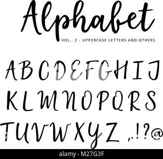 Disegnato a mano alfabeto di vettore. Brush script font. Isolato in lettere maiuscole scritto con marcatore, inchiostro. La calligrafia, scritte. Illustrazione Vettoriale