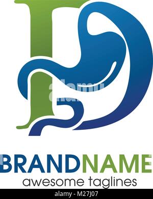 Gastroenterologia salute con lettera D logo Logo Illustrazione Vettoriale