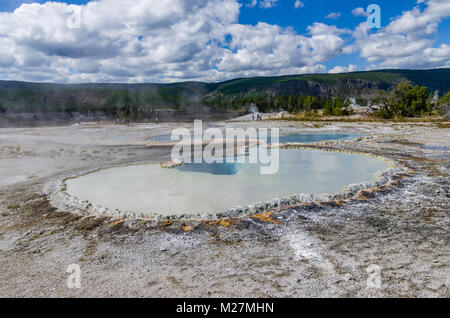 Doppietto piscina nella Upper Geyser Basin. Parco Nazionale di Yellowstone, Wyoming USA Foto Stock