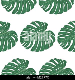 Tropical seamless disegno vettoriale con piante esotiche foglie Illustrazione Vettoriale