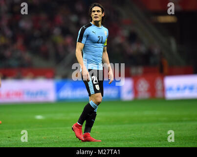 10 Novembre, 2017 - Varsavia, Polonia: Internazionale partita amichevole prima della Coppa del Mondo di calcio Rusia 2018 Polonia - Uruguay o/p Edinson Cavani (Uruguay) Foto Stock