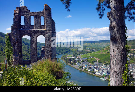 Grevenburg, Greven castello, rovina sopra Traben-Trarbach, della Mosella, sul fiume Mosella, Renania-Palatinato, Germania, Europa Foto Stock