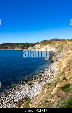 Swanage Dorset Inghilterra 17 aprile 2016 paesaggi costieri a Swanage Foto Stock