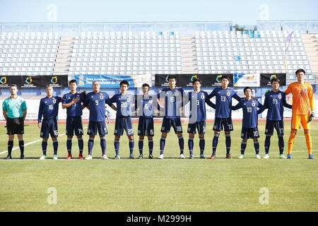 Maspaloms, Spagna. 30 gen, 2018. Sotto-19 Giappone team group line-up (JPN) Calcio/Calcetto : sotto-19 Torneo internazionale "44th Copa del Atlantico" corrispondono tra Canarias 1-2 Giappone al Estadio Municipal de Maspalomas in Maspaloms, Spagna . Credito: Mutsu Kawamori/AFLO/Alamy Live News Foto Stock