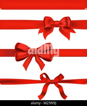 Serie di centine rosso su bianco. design decorativo elementi illu vettore Illustrazione Vettoriale