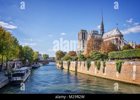 Notre Dame de Paris e il fiume Senna, Parigi, Francia Foto Stock