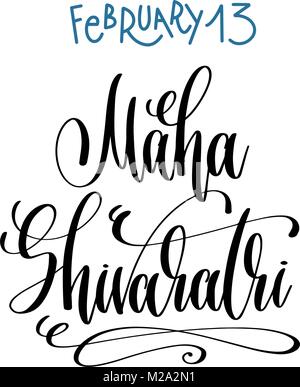 13 febbraio - maha shivaratri - scritte a mano Illustrazione Vettoriale