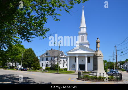 Mistica chiesa congregazionale mystic Connecticut USA in una giornata di sole 2017 Foto Stock