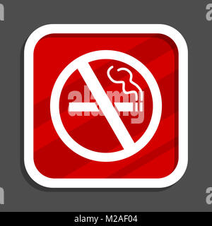 Nessuna icona di fumare. Design piatto quadrato banner internet. Foto Stock