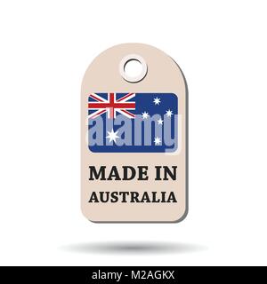 Hang tag realizzato in Australia con bandiera. Illustrazione Vettoriale su sfondo bianco. Illustrazione Vettoriale