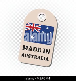 Hang tag realizzato in Australia con bandiera. Illustrazione Vettoriale su sfondo isolato. Illustrazione Vettoriale