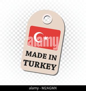 Hang tag made in Turchia con la bandiera. Illustrazione Vettoriale su sfondo isolato. Illustrazione Vettoriale