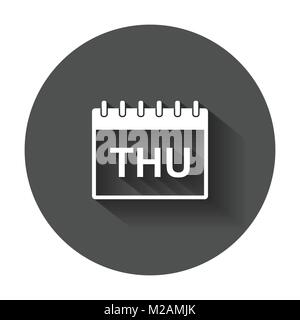 Giovedì calendario pagina icona pittogramma. Semplice piatto pittogramma per business, marketing, internet concetto con lunga ombra. Illustrazione Vettoriale