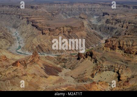 Bird-eye-vista sul fishriver canyon, Namibia Foto Stock