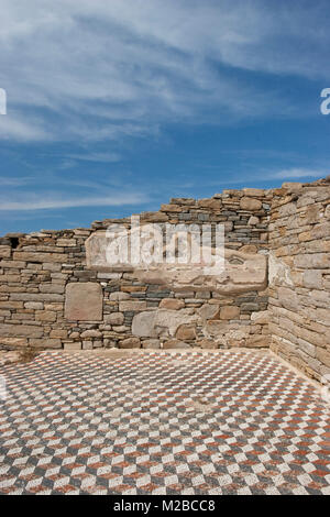 Greci antichi ruderi sull isola di Delos,vicino a Mykonos,Isole greche Foto Stock