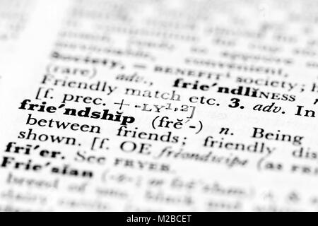 Amicizia definizione del dizionario, lingua inglese, Regno Unito Foto Stock