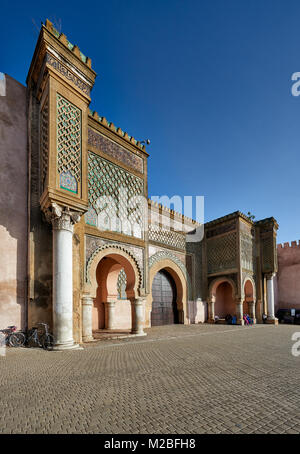 Bab Mansour city gate, Meknes, Marocco, Africa Foto Stock