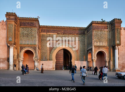Bab Mansour city gate, Meknes, Marocco, Africa Foto Stock