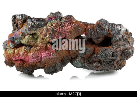 Goethite iridescente da Tharsis/ Spagna isolati su sfondo bianco Foto Stock