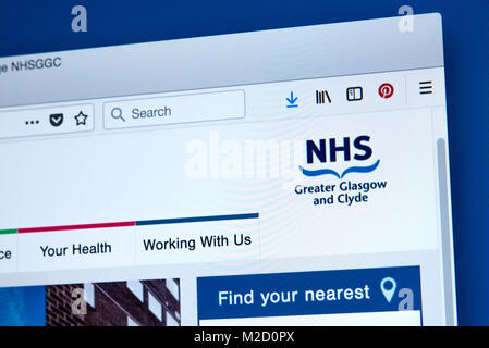 LONDON, Regno Unito - 15 GENNAIO 2018: la homepage del sito web ufficiale per il NHS maggiore Glasgow e Clyde, il 15 gennaio 2018. Foto Stock