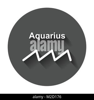 Aquarius segno zodiacale. Astrologia piatta illustrazione vettoriale con lunga ombra. Illustrazione Vettoriale