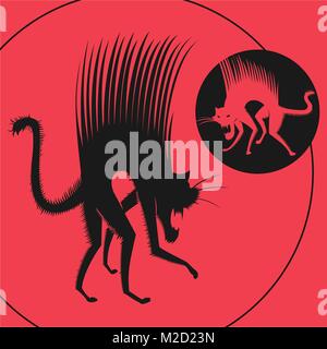 Due aggressivi gatti neri Illustrazione Vettoriale