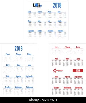 Spagnolo calendario impostato su 2018 anno Illustrazione Vettoriale