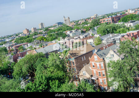 Vista aerea della parte ovest della città, Bucktown, e Wicker Park. Foto Stock