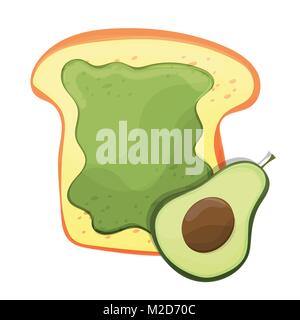 Avocado toast. Fresca pane tostato con avocado. Sandwich delizioso Illustrazione Vettoriale