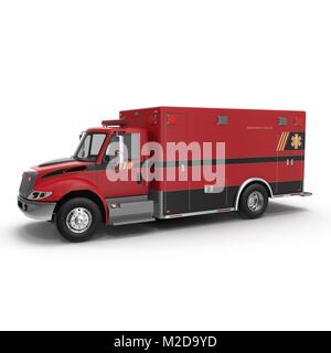 Emergency ambulanza isolato su bianco. 3D illustrazione Foto Stock