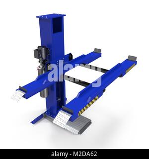 Riparazione auto lift isolato su bianco. 3D illustrazione Foto Stock