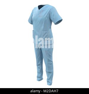 Lavoratori medici abbigliamento per donna macchiato di sangue isolato su bianco. N. persone. 3D illustrazione Foto Stock