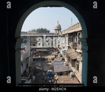 Vista del mercato all'ingrosso in Khari Baoli Spice Market, Vecchia Delhi, India Foto Stock