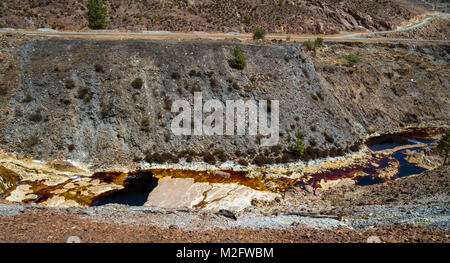 Rio Tinto, un fiume nella provincia di Huelva famoso per il suo profondo rosso e giallo ocra tinta. Andalusia, Spagna Foto Stock